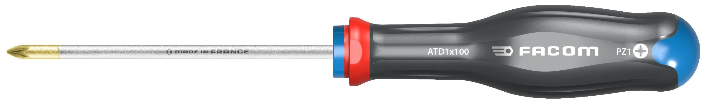Destornillador Pozidriv PZ1X75 Facom - Hoja Tratada, Mango Ergonómico, Longitud 184 Mm