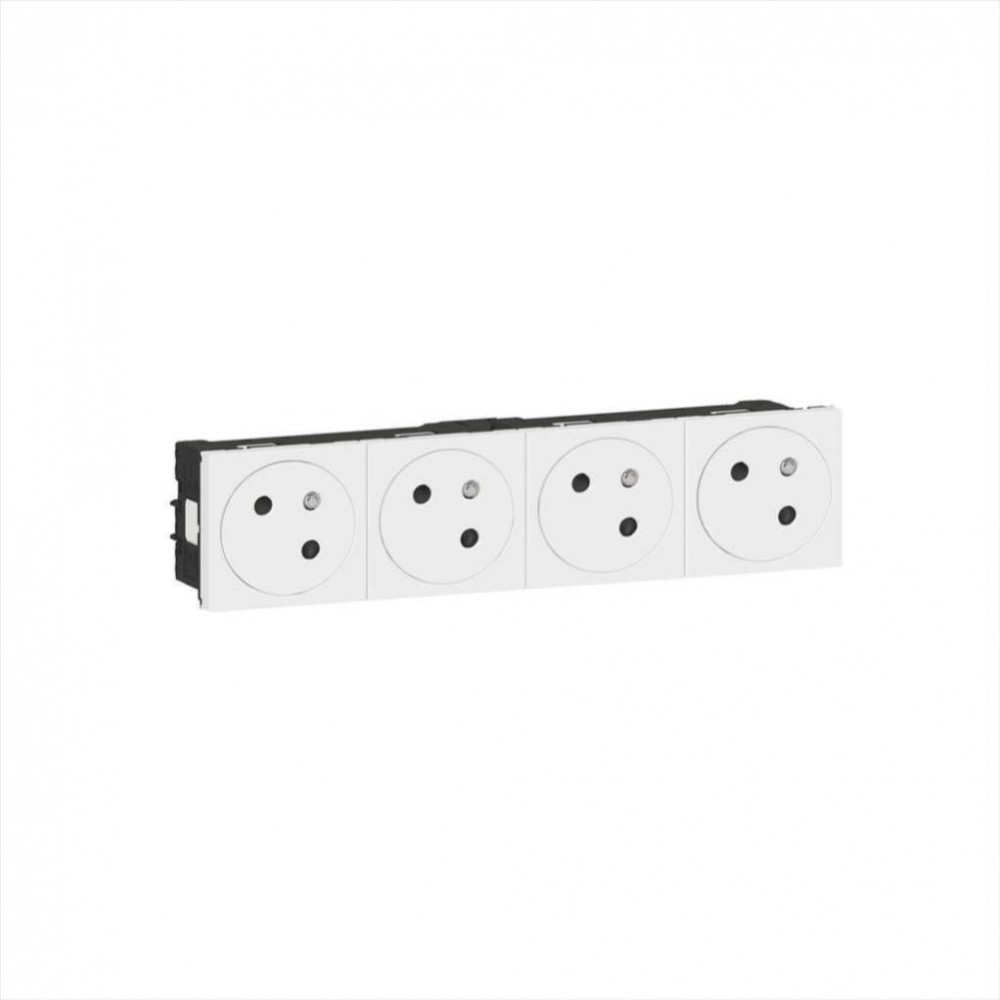 Quadruple prise avec terre Mosaic, LEGRAND, blanc