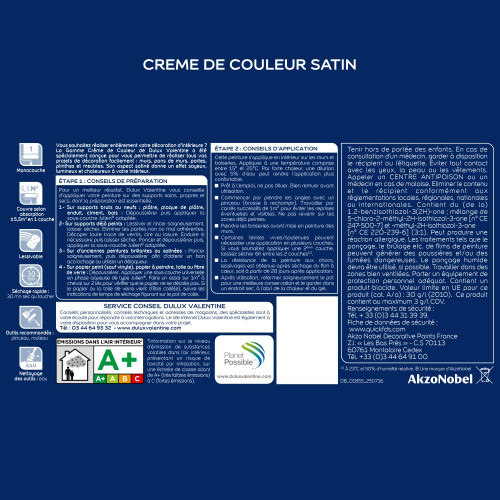 Peinture mur Crème de couleur aiguilles de pin satin 0,5 L - DULUX VALENTINE - DULUX VALENTINE