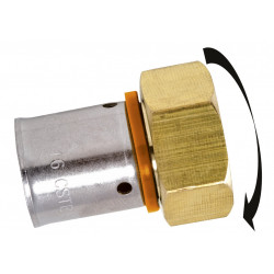 Raccord droit avec écrou libre à sertir laiton F 20 x 27 pour tube en per de marque QUICK PLOMBERIE, référence: B6673400