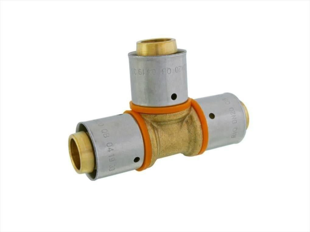 QUICK PLOMBERIE Raccord Té égal à sertir laiton D.20 pour tube en per - vue 2