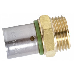 Raccord droit à sertir laiton M 20 x 27 pour tube en per de marque QUICK PLOMBERIE, référence: B6674900