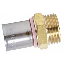 Raccord droit à sertir laiton M 12 x 17 pour tube en per de marque QUICK PLOMBERIE, référence: B6675400