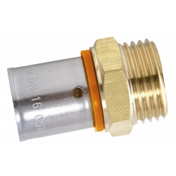 Raccord droit à sertir laiton M 20 x 27 pour tube en per de marque QUICK PLOMBERIE, référence: B6675600