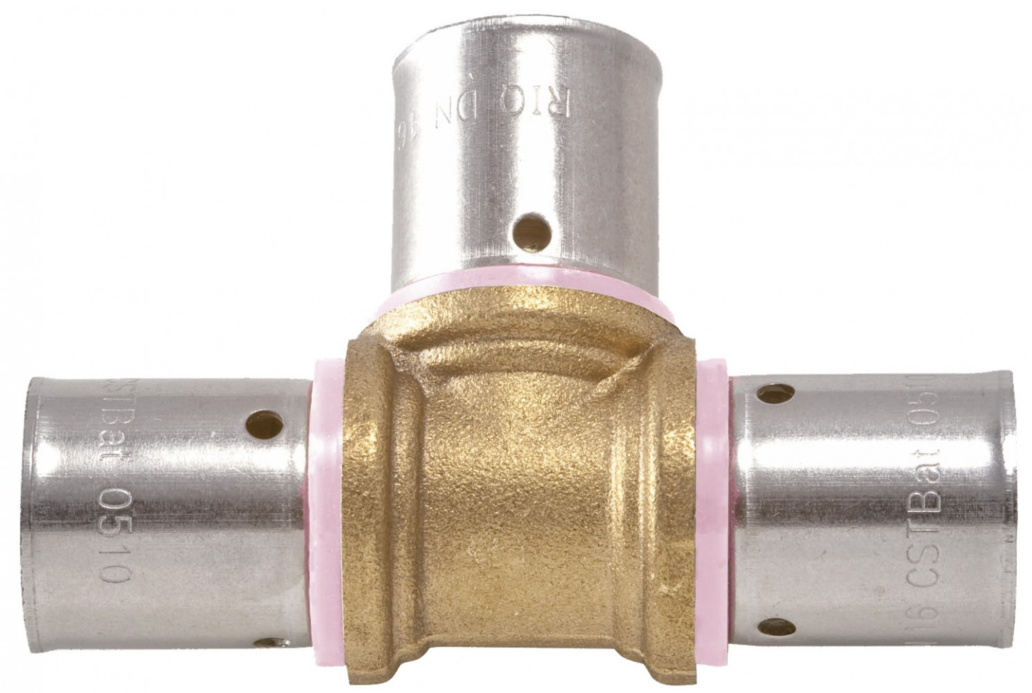 QUICK PLOMBERIE Raccord Té égal à sertir laiton D.12 pour tube en per - vue 2