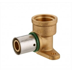Raccord coudé applique à sertir laiton F 15 x 21 pour tube en per de marque Centrale Brico, référence: B6683700