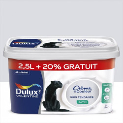 Peinture mur, Crème de couleur gris tendance satiné 3 L - DULUX VALENTINE - DULUX VALENTINE