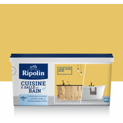 Peinture mur Cuisine et salle de bain RIPOLIN jaune peské satiné 2 l - RIPOLIN