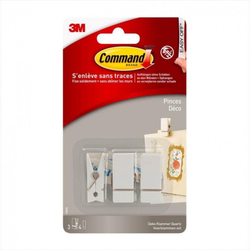 Lot de 3 pinces décorative réutilisable COMMAND, blanc nacré - COMMAND