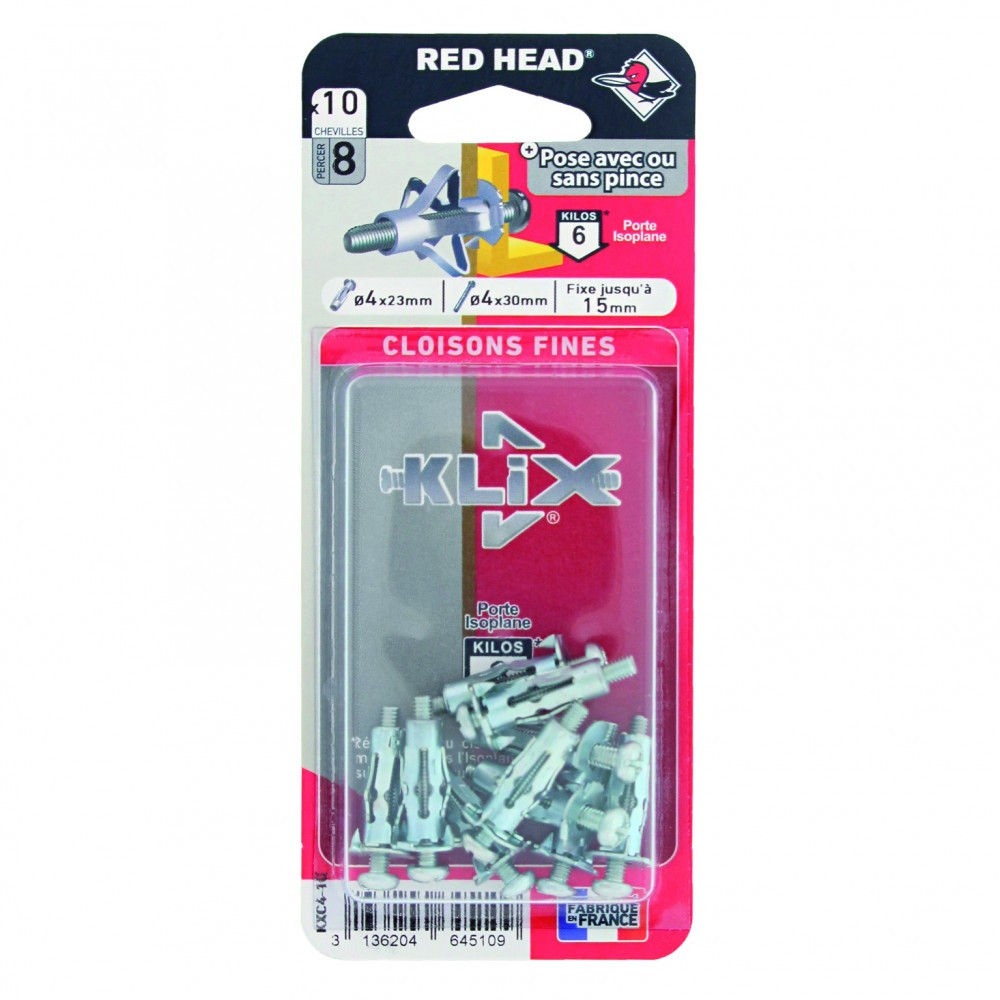 Chevilles et vis à expansion HEAD KXC410 Diam.8 mm Long.23 mm Lot de 10