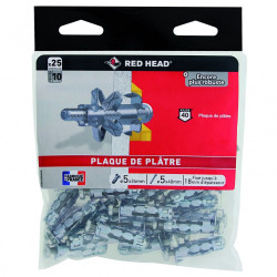 Lot de 25 chevilles et vis à expansion klix KXC5SA25 RED HEAD, Diam.8 x L.34 mm - Red head