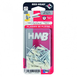 Lot de 25 chevilles et vis à clouer Hmb RED HEAD, Diam.4 x L.20 mm - Red head