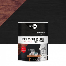 Lasure intérieurepoutre et lambris Relook bois MAISON DECO, noir  satiné, 1 l de marque MAISON DECO, référence: B6713600