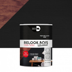 Lasure intérieurepoutre et lambris Relook bois MAISON DECO, noir  satiné, 1 l - MAISON DECO