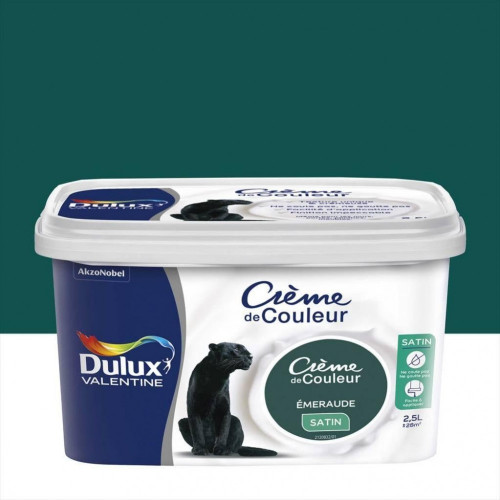 Peinture mur, boiserie, Crème de couleur émeraude satiné 2,5 L - DULUX VALENTINE - DULUX VALENTINE