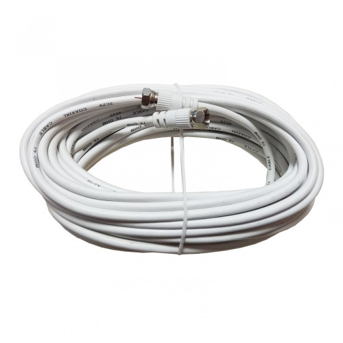 Câble satellite fiche F, Mâle/Mâle, blanc, 10m ELAP - Centrale Brico