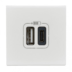 Prise double avec USB C et A, LEGRAND Mosaic, blanc - LEGRAND