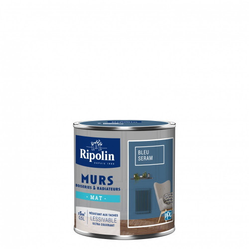 Peinture mur, boiserie, radiateur RIPOLIN bleu seram mat 0.5 l - RIPOLIN