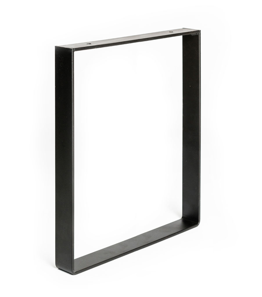 Pied pour meubles, tables et bars rectangle à visser acier mat noir, 38,5 cm