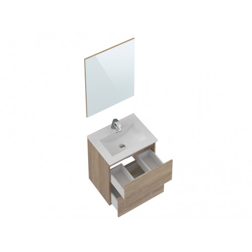 Meuble simple vasque l.60 x H.85 x P.45 cm, chêne, Mystic - Centrale Brico