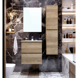 Meuble simple vasque l.60 x H.85 x P.45 cm, chêne, Mystic - Centrale Brico
