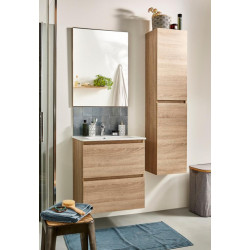 Meuble simple vasque l.60 x H.85 x P.45 cm, chêne, Mystic - Centrale Brico