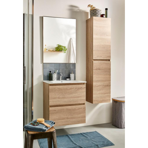 Meuble simple vasque l.60 x H.85 x P.45 cm, chêne, Mystic - Centrale Brico