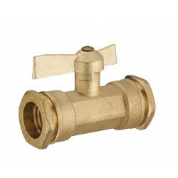 Vanne PE à compression laiton D.25 pour tube en polyéthylène de marque QUICK PLOMBERIE, référence: B6753000