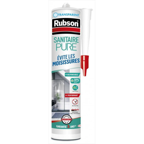 Mastic d'étanchéité cuisine et bain pure sanitaire RUBSON transparent 280ml - RUBSON