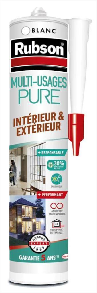 Mastic Silicone Sanitaire Multiusage Rubson - Cartouche Noire 300ml, Pour Joints étanches