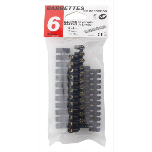 Lot 6 barrettes de dominos électriques, 2,5 mm² pour rigide et souple ZENITECH - ZENITECH