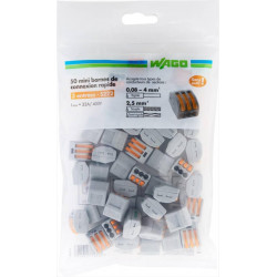 Lot de 50 bornes automatiques à levier, 2,5 mm² pour rigide et souple WAGO - WAGO