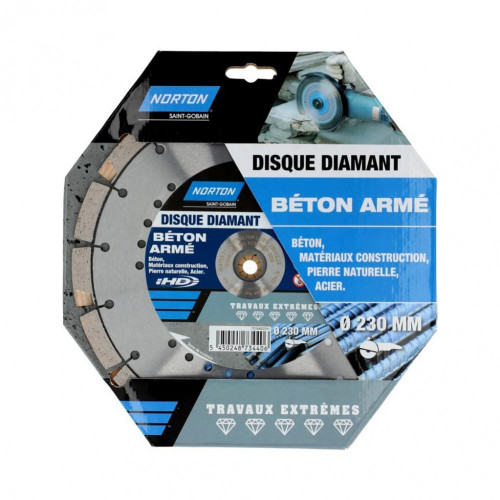 Disque diamant extrême segmenté pour matériaux de construction NORTON,Diam.230mm - NORTON