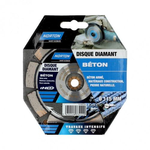 Disque diamant intensif segmenté pour matériaux de construction NORTON,Diam115mm - NORTON