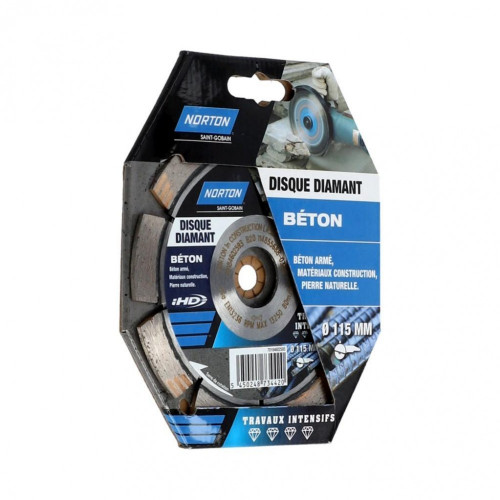 Disque diamant intensif segmenté pour matériaux de construction NORTON,Diam115mm - NORTON