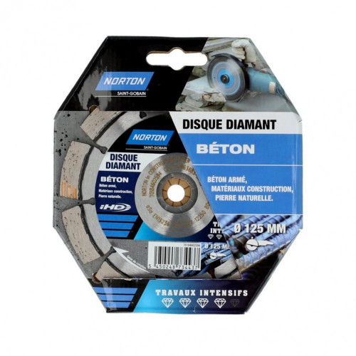 Disque diamant intensif segmenté pour matériaux de construction NORTON,Diam125mm - NORTON