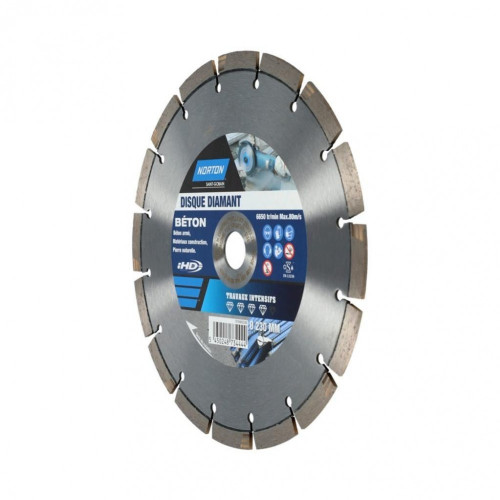 Disque diamant intensif segmenté pour matériaux de construction NORTON,Diam230mm - NORTON