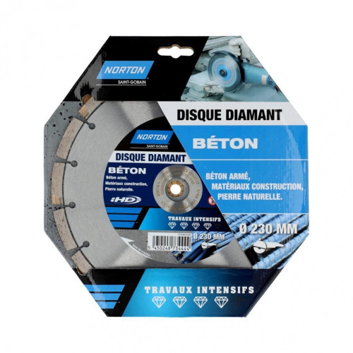 Disque diamant intensif segmenté pour matériaux de construction NORTON,Diam230mm - NORTON