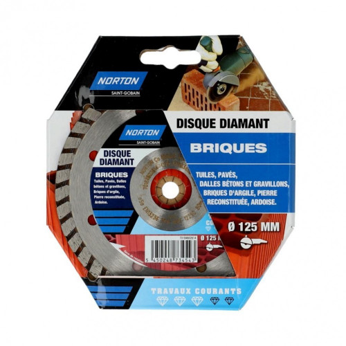 Disque diamant courant segmenté pour brique NORTON, Diam.125 mm - NORTON