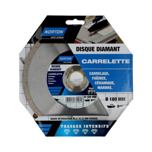 Disque diamant intensif plein pour carrelage NORTON, Diam.180 mm - NORTON