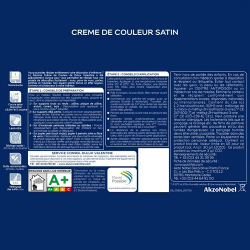 Peinture mur Crème de couleur Terre d'Argile satiné 0,5 L - DULUX VALENTINE - DULUX VALENTINE