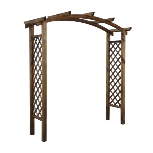 Pergola AKÉBIA - arc - teintée marron - L. 220 x P. 80 x H. 228 cm - Jardipolys