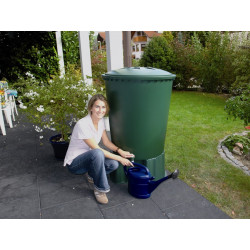 Récupérateur d'eau aérien GARANTIA cylindrique vert , 210 l - GARANTIA