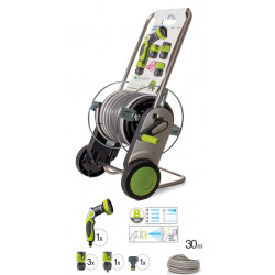 Dévidoir chariot sur roues en métal, équipé L.30 m GF - Centrale Brico