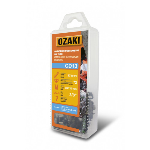 Chaîne de tronçonneuse OZAKI semi carrée: .3/8" .058 (1,5mm) 72 entraîneurs - OZAKI