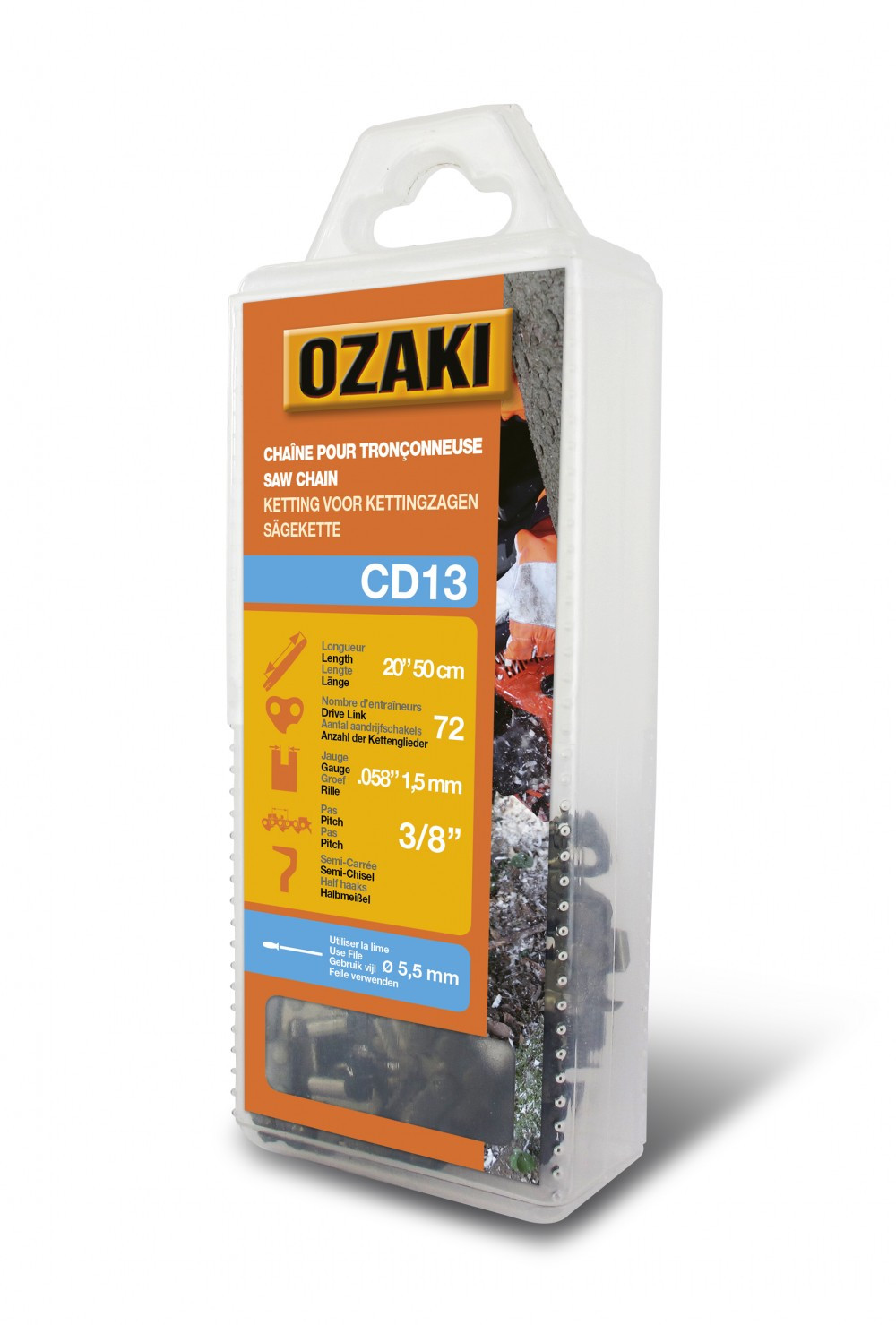 Chaine de tronçonneuse OZAKI CD13 1 5 mm 72 maillons 38'058 - vue 2
