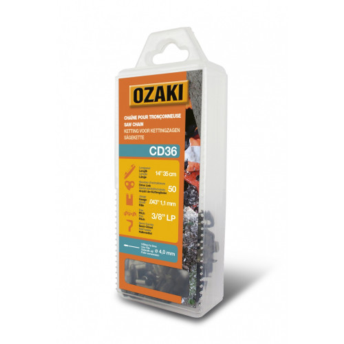 Chaîne de tronçonneuse OZAKI semi carrée: .3/8"LP .043 (1,1mm) 50 entraîneurs - OZAKI