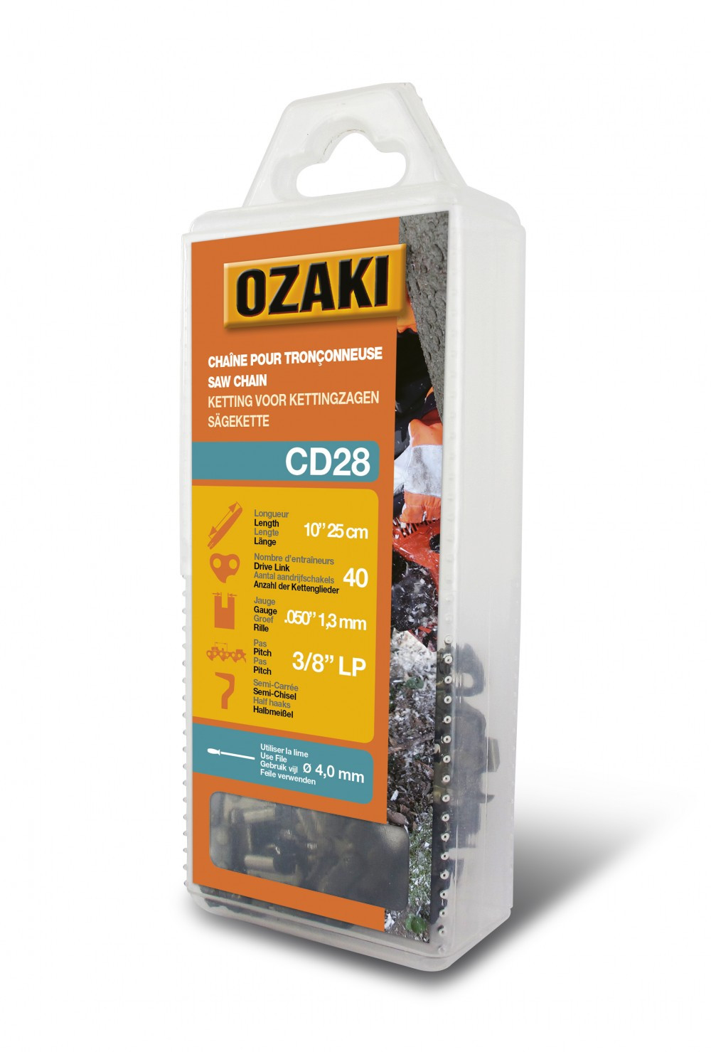 Chaîne de tronçonneuse OZAKI semi carrée: .3/8"LP .050 (1,3mm) 40 entraîneurs