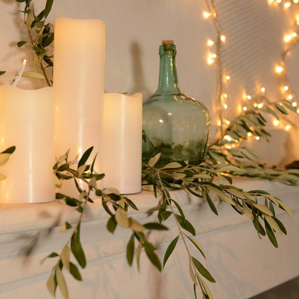 Guirlande électrique 8 m lumineuse de Noël Flicker, 128 leds blanc chaud