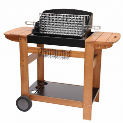 Barbecue au charbon de bois SOMAGIC Senlis, chariot bois, cuve noire - SOMAGIC
